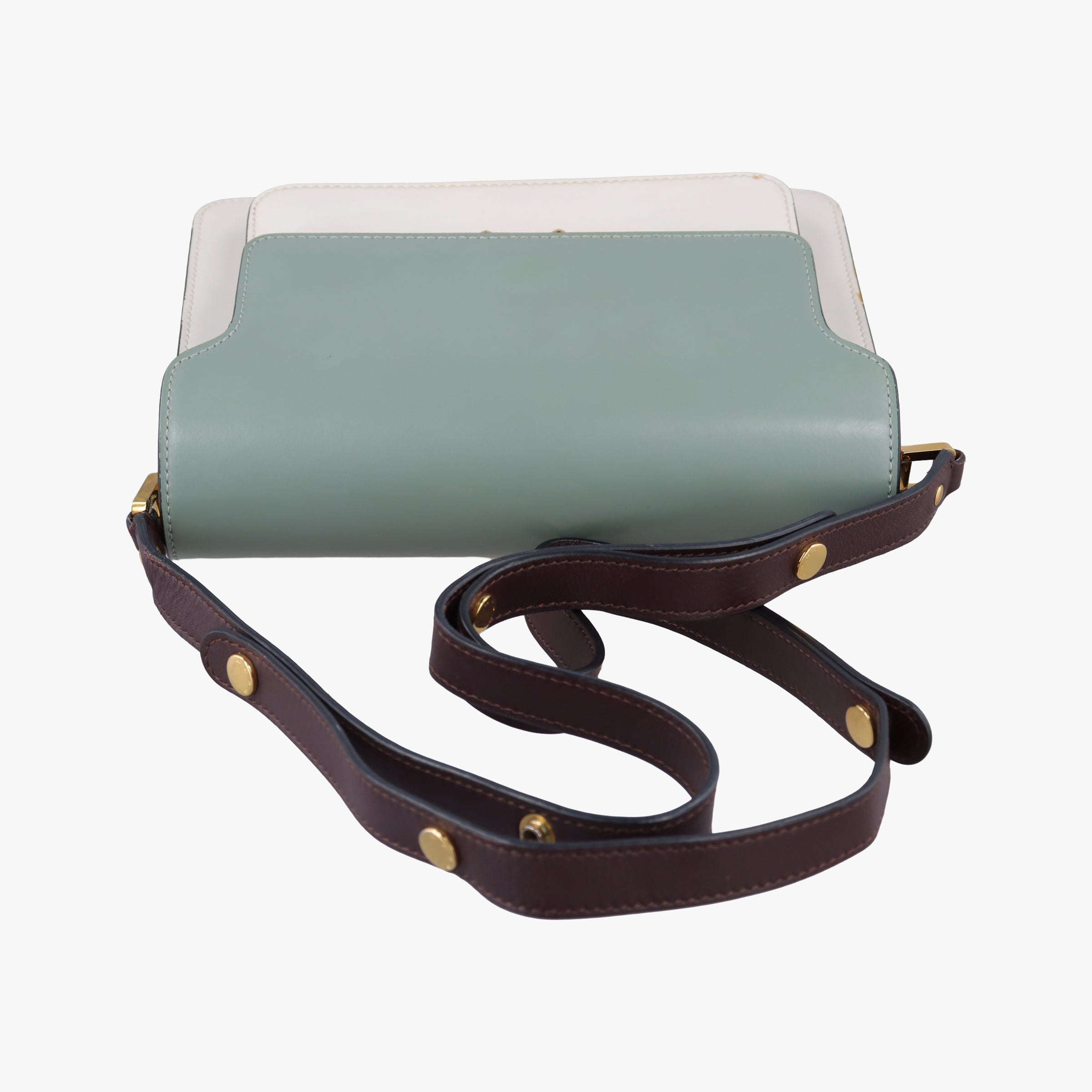 Pre-owned Marni TRUNK White × Green Leather  shoulderbag | stylenewstar