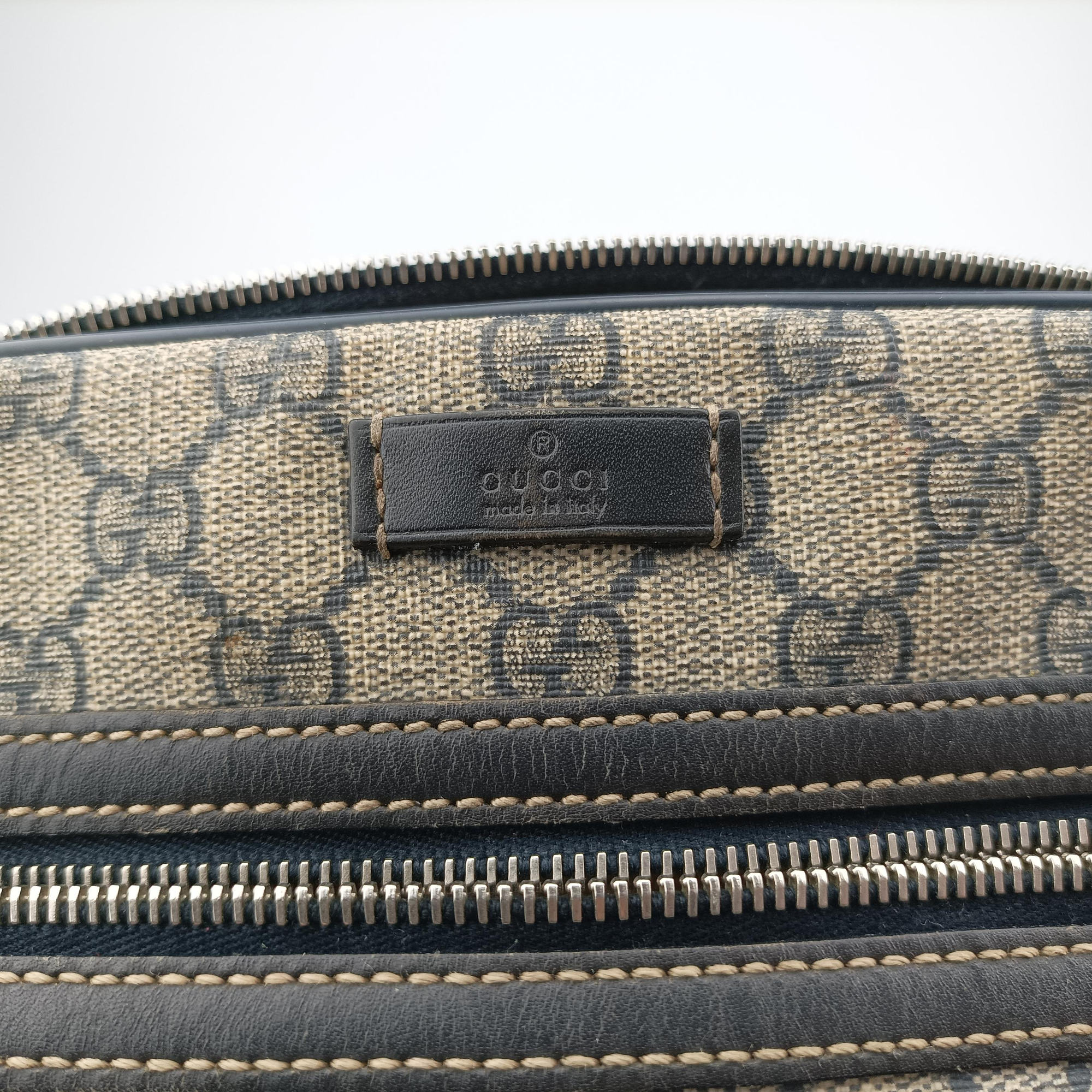 Pre-owned Gucci GG Imprime Messenger Beige × Navy PVC coated canvas×leather 201448 shoulderbag | stylenewstar