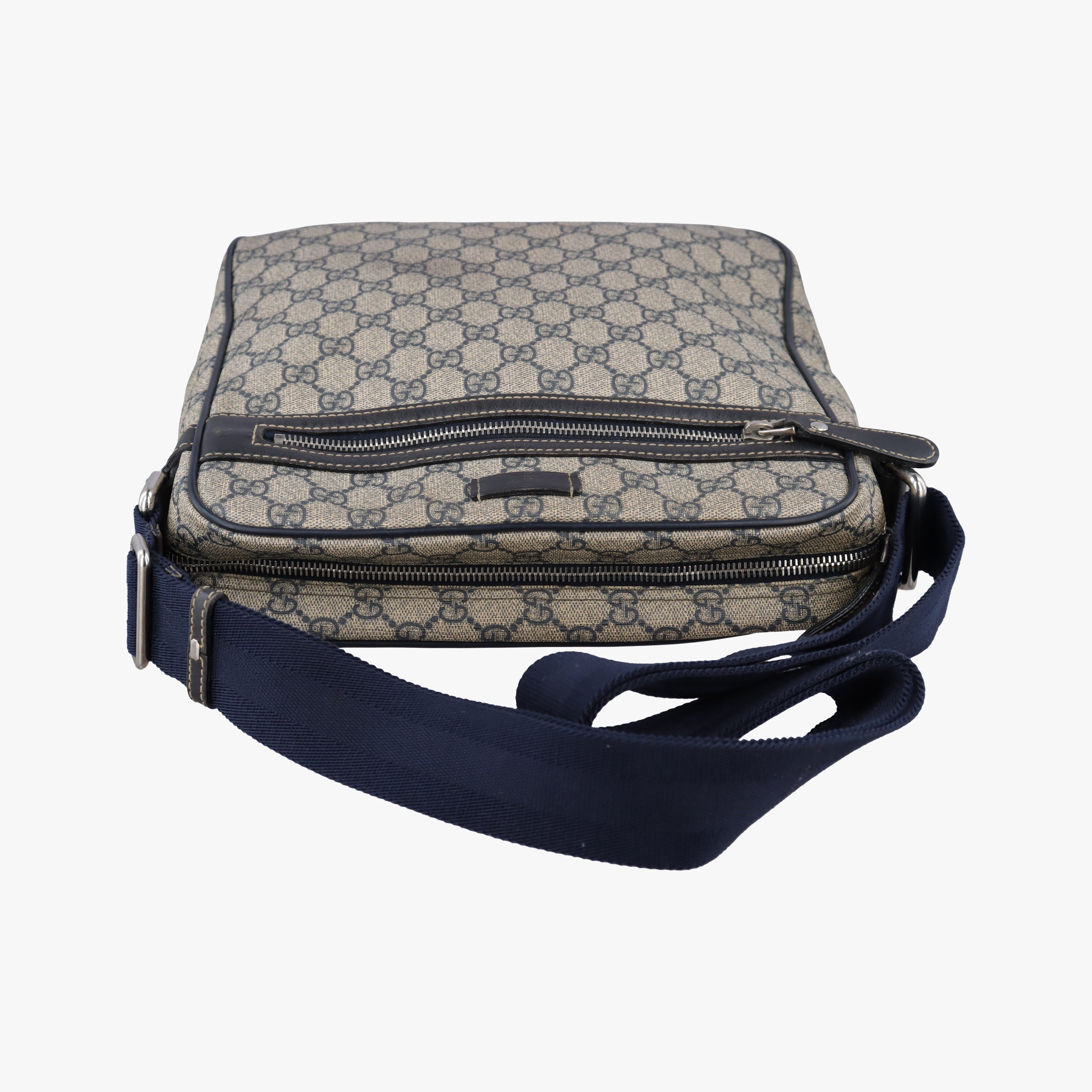 Pre-owned Gucci GG Imprime Messenger Beige × Navy PVC coated canvas×leather 201448 shoulderbag | stylenewstar