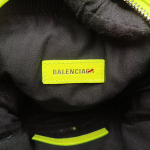 Pre-owned Balenciaga Le Cagole Neon Yellow lambskin  shoulderbag | stylenewstar