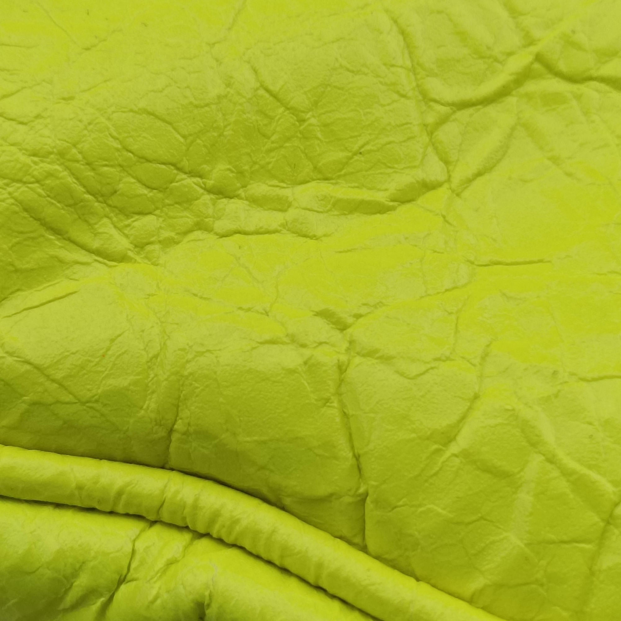 Pre-owned Balenciaga Le Cagole Neon Yellow lambskin  shoulderbag | stylenewstar
