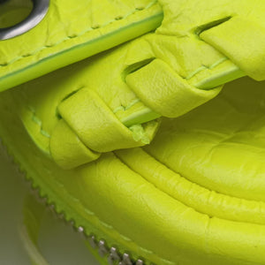Pre-owned Balenciaga Le Cagole Neon Yellow lambskin  shoulderbag | stylenewstar