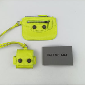 Pre-owned Balenciaga Le Cagole Neon Yellow lambskin  shoulderbag | stylenewstar