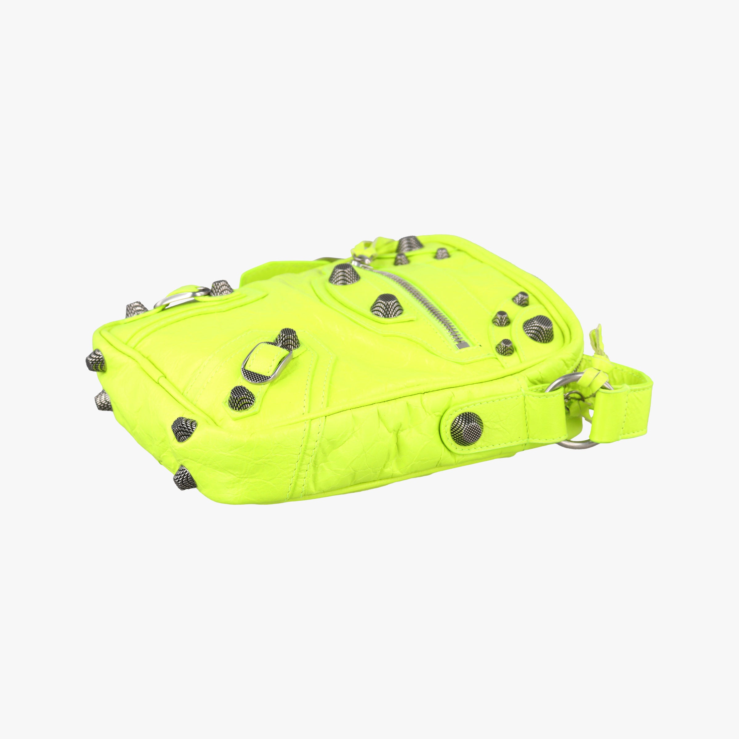 Pre-owned Balenciaga Le Cagole Neon Yellow lambskin  shoulderbag | stylenewstar