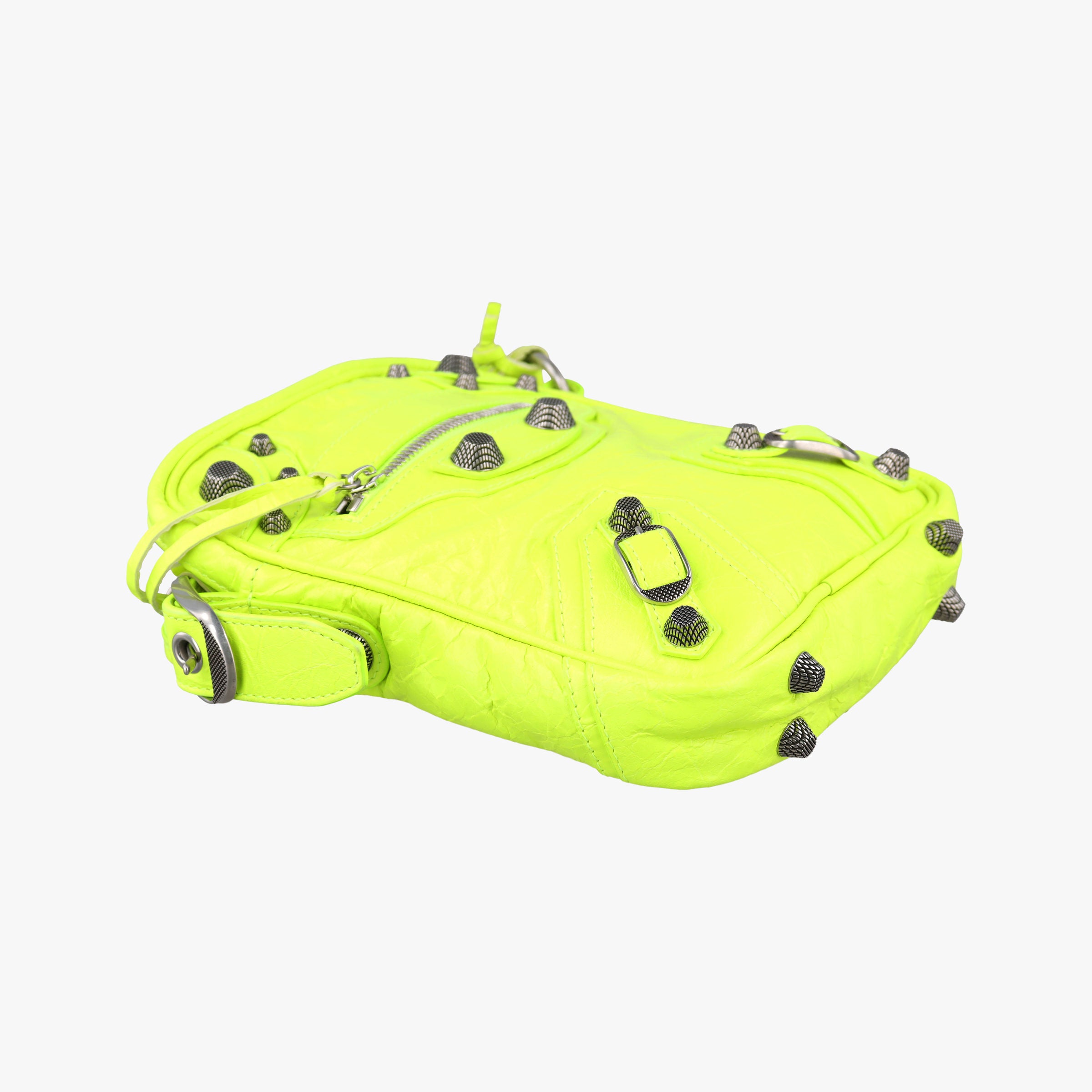 Pre-owned Balenciaga Le Cagole Neon Yellow lambskin  shoulderbag | stylenewstar