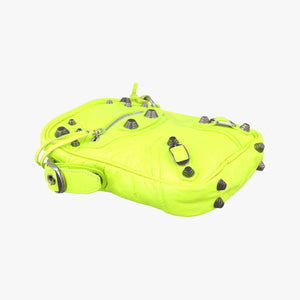 Pre-owned Balenciaga Le Cagole Neon Yellow lambskin  shoulderbag | stylenewstar