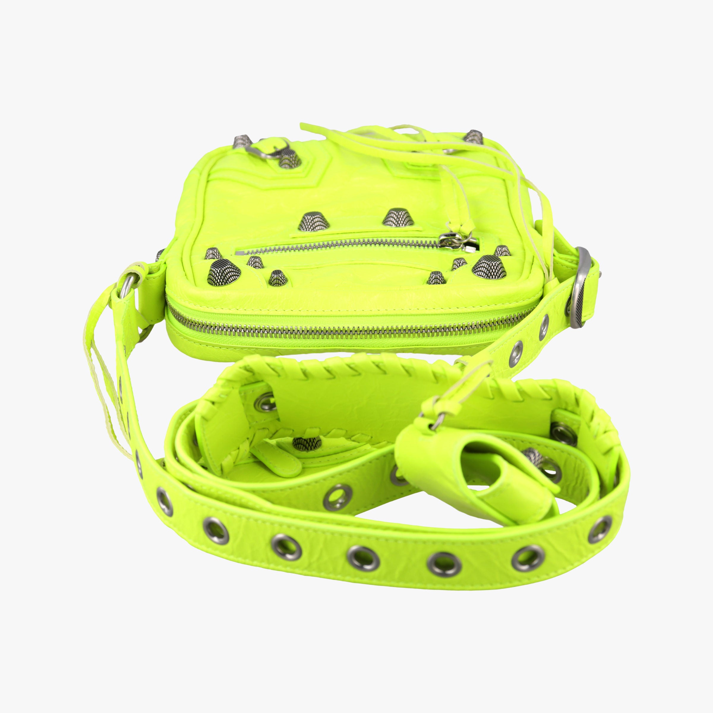 Pre-owned Balenciaga Le Cagole Neon Yellow lambskin  shoulderbag | stylenewstar