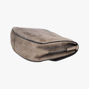 Secondhand Ferragamo Margot Grey×Taupe Mixed Suede × leather  shoulderbag | stylenewstar