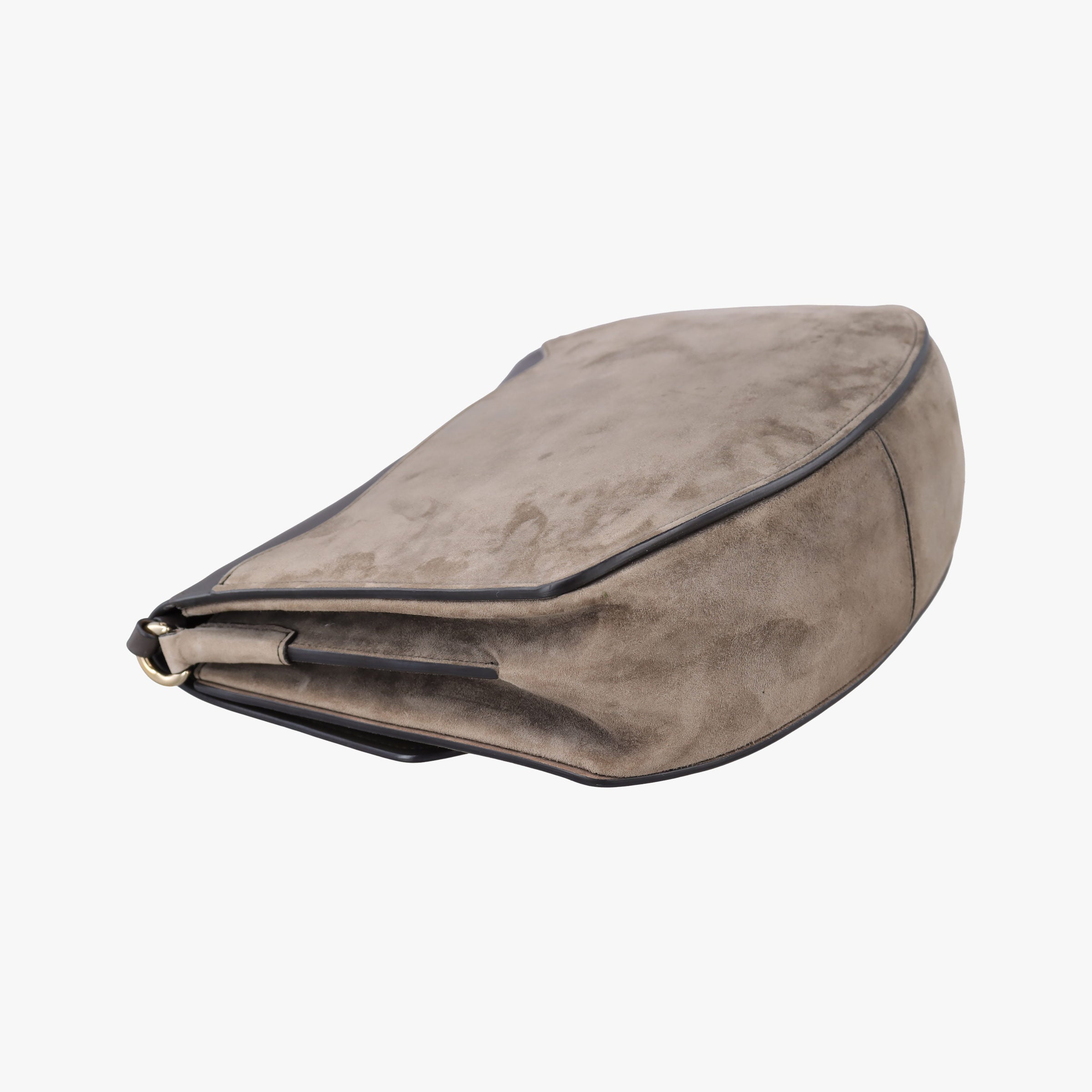 Secondhand Ferragamo Margot Grey×Taupe Mixed Suede × leather  shoulderbag | stylenewstar