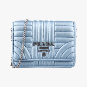 Pre-owned Prada Diagramme Blue Leather  shoulderbag | stylenewstar
