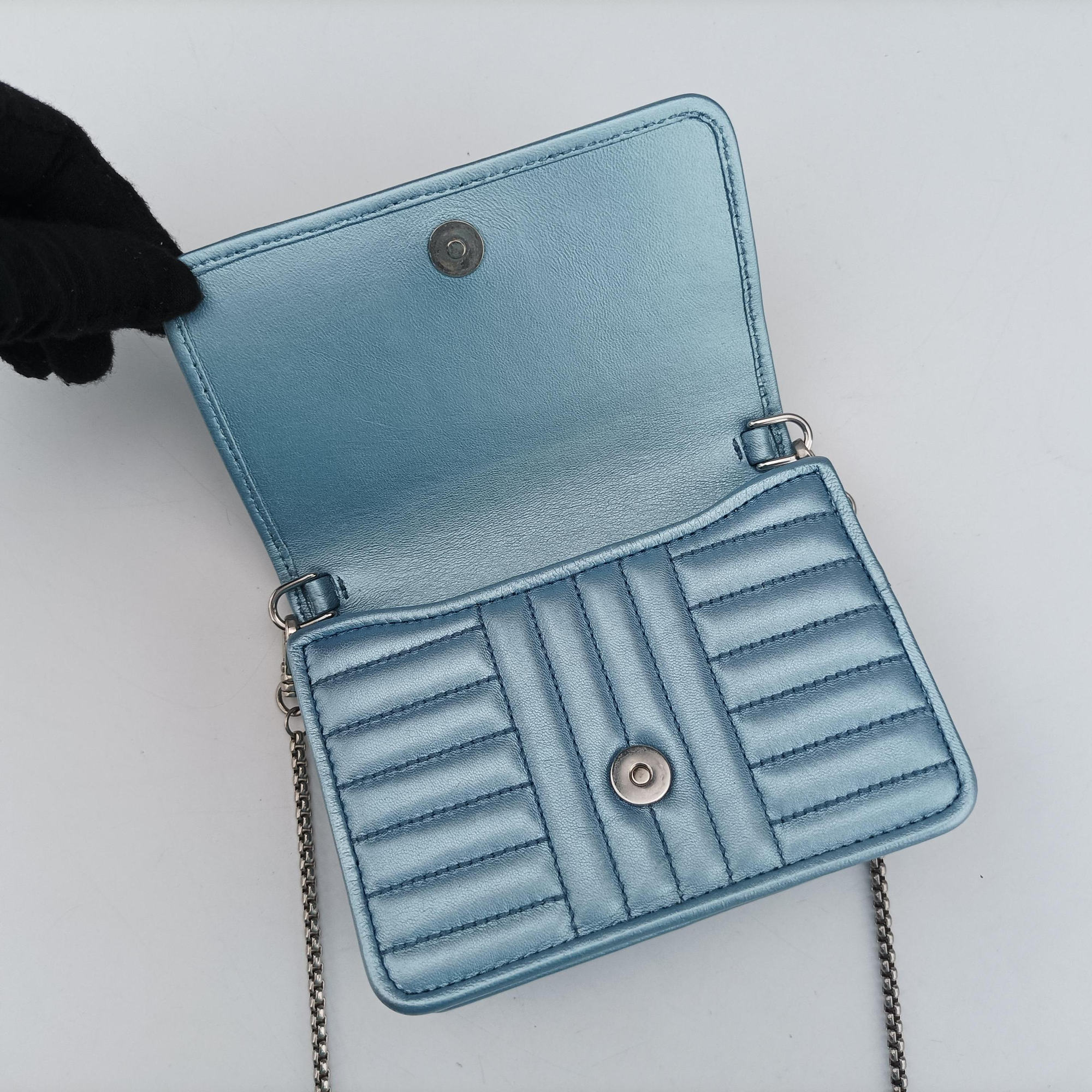 Pre-owned Prada Diagramme Blue Leather  shoulderbag | stylenewstar
