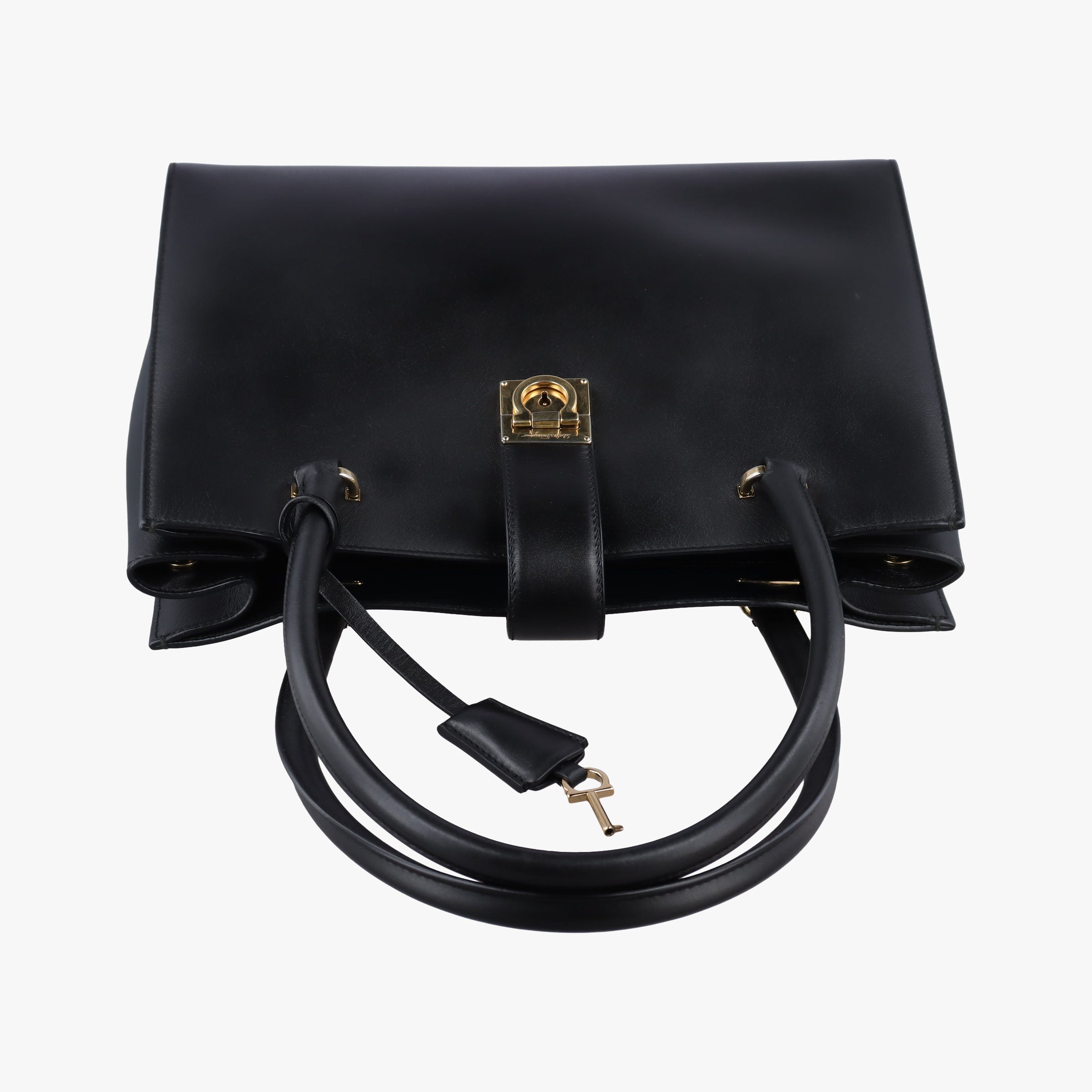 Pre-owned Ferragamo Gancini Juliet Black leather  handbag | stylenewstar