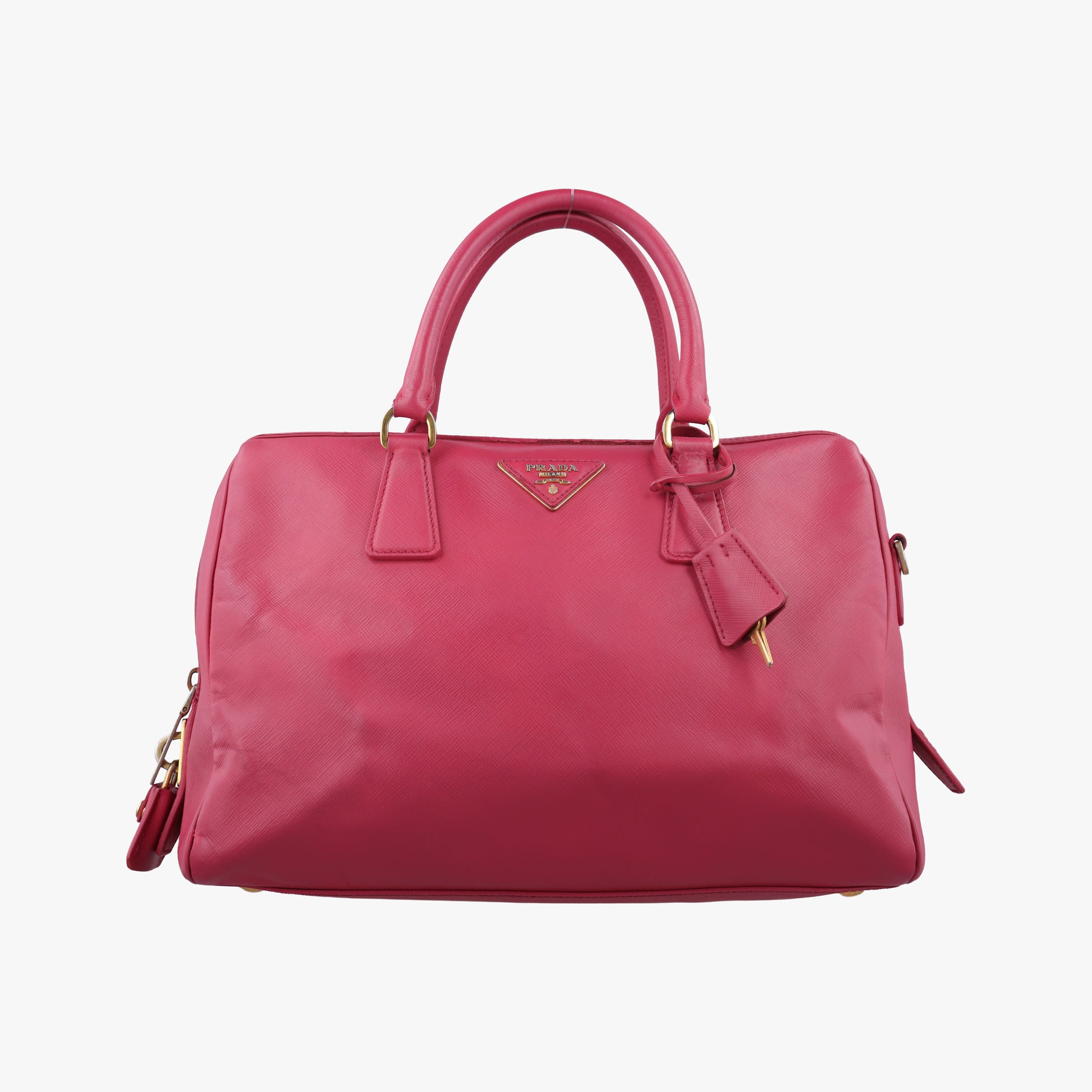 Pre-owned Prada Boston Pink SAFFIANO Leather BN1874 handbag | stylenewstar