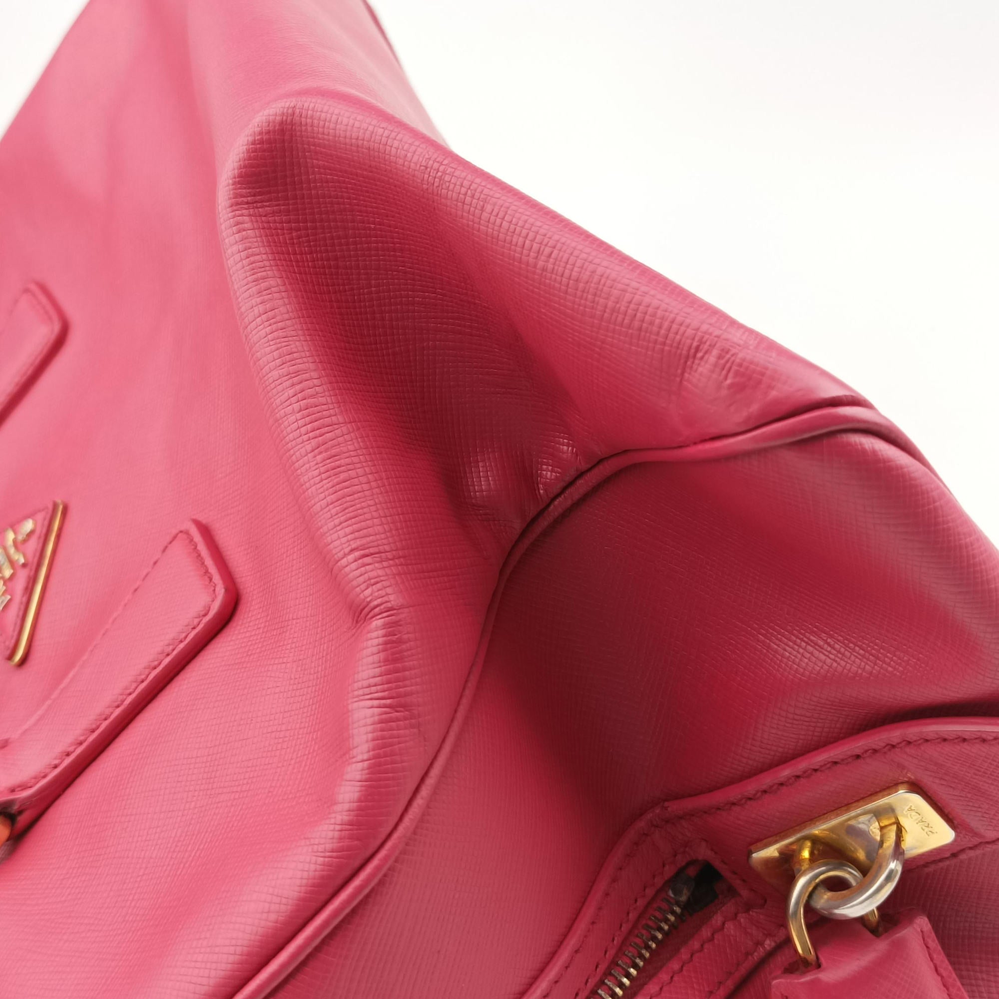 Pre-owned Prada Boston Pink SAFFIANO Leather BN1874 handbag | stylenewstar
