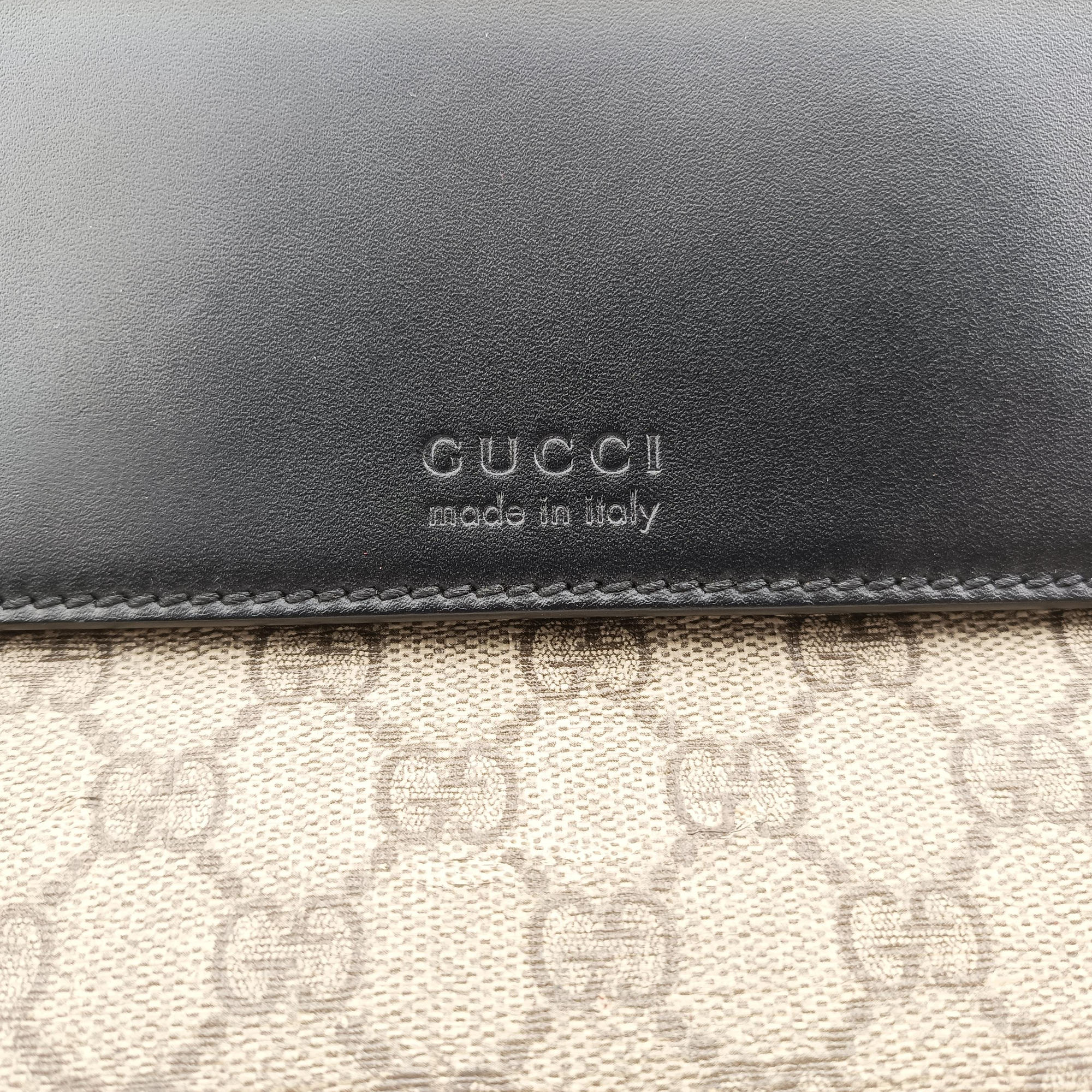 Pre-owned Gucci GG Plus GG Supreme Beige×black PVC coated canvas×Leather 406367 shoulderbag | stylenewstar