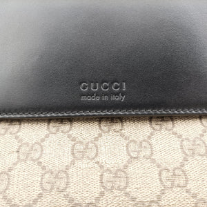 Pre-owned Gucci GG Plus GG Supreme Beige×black PVC coated canvas×Leather 406367 shoulderbag | stylenewstar