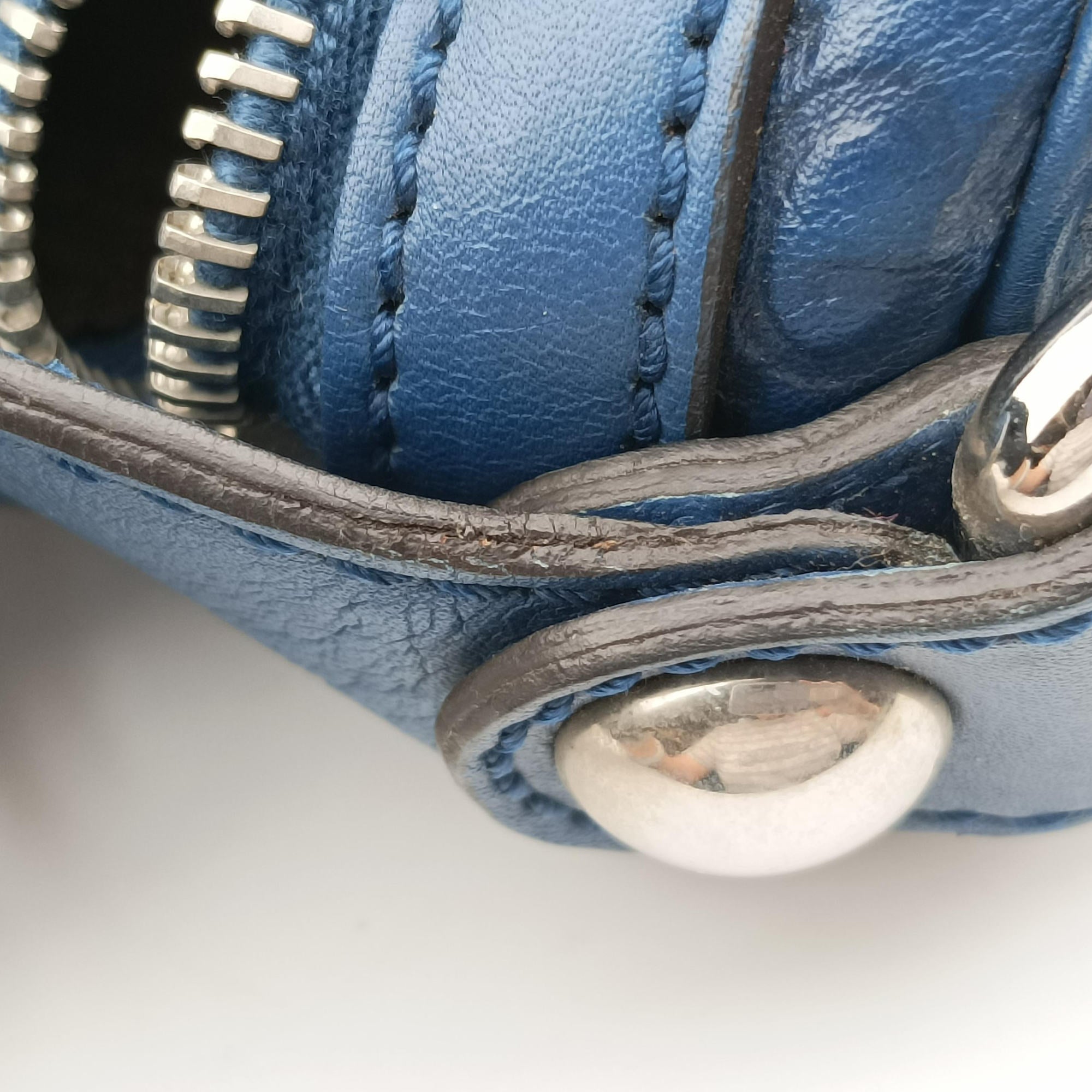 Pre-owned Gucci Icon Bit Blue Leather 228584 shoulderbag | stylenewstar
