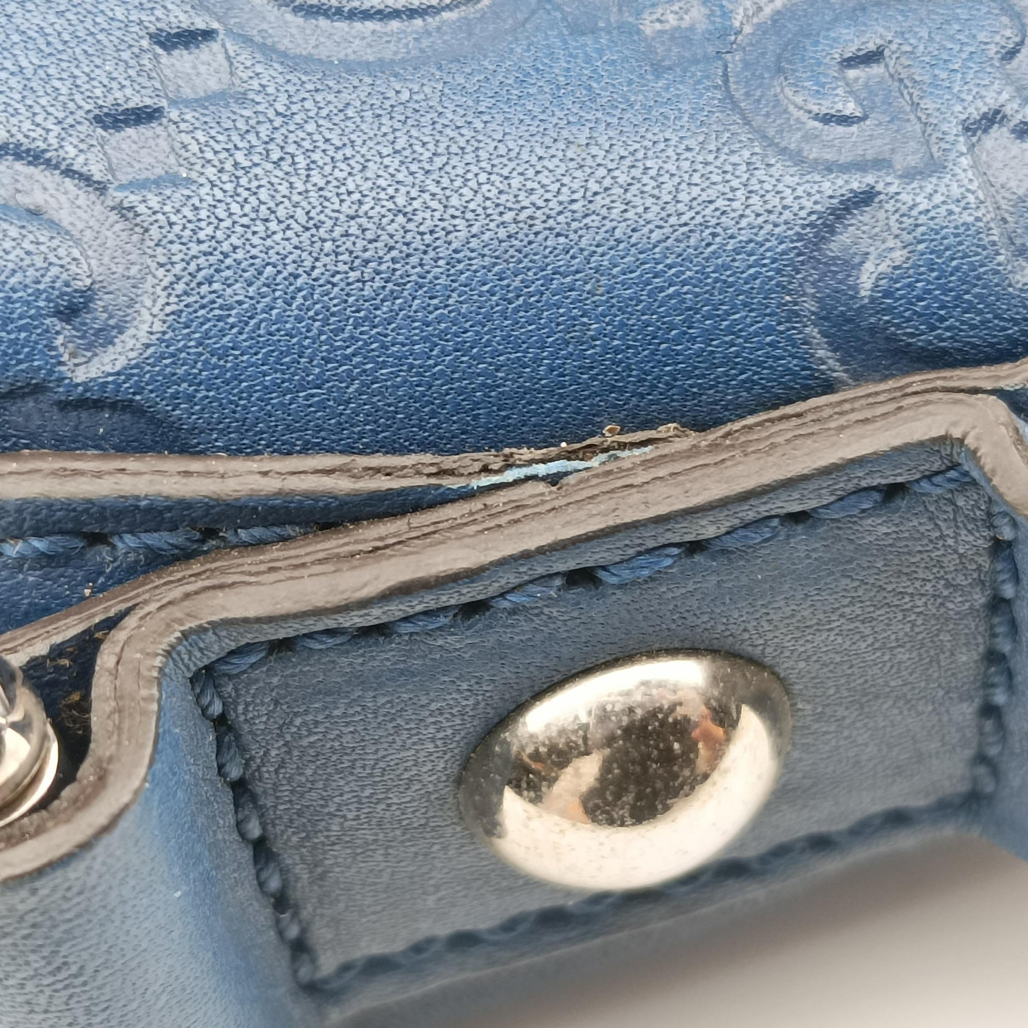 Pre-owned Gucci Icon Bit Blue Leather 228584 shoulderbag | stylenewstar