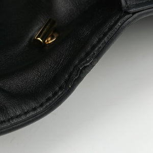Pre-owned Ferragamo Vara Logo Ribbon Stripe Black Leather  shoulderbag | stylenewstar