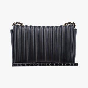 Pre-owned Ferragamo Vara Logo Ribbon Stripe Black Leather  shoulderbag | stylenewstar