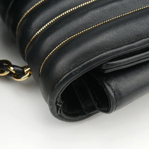 Pre-owned Ferragamo Vara Logo Ribbon Stripe Black Leather  shoulderbag | stylenewstar