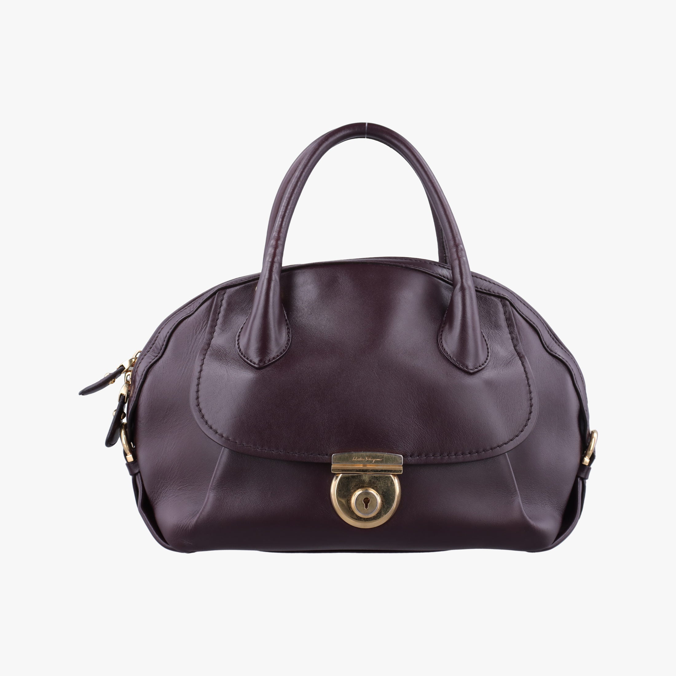 Vintage Ferragamo fiamma Burgundy Leather  handbag | stylenewstar