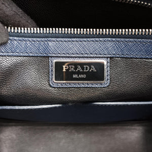 Secondhand Prada business bag briefcase Navy SAFFIANO Leather 2VE363 handbag | stylenewstar