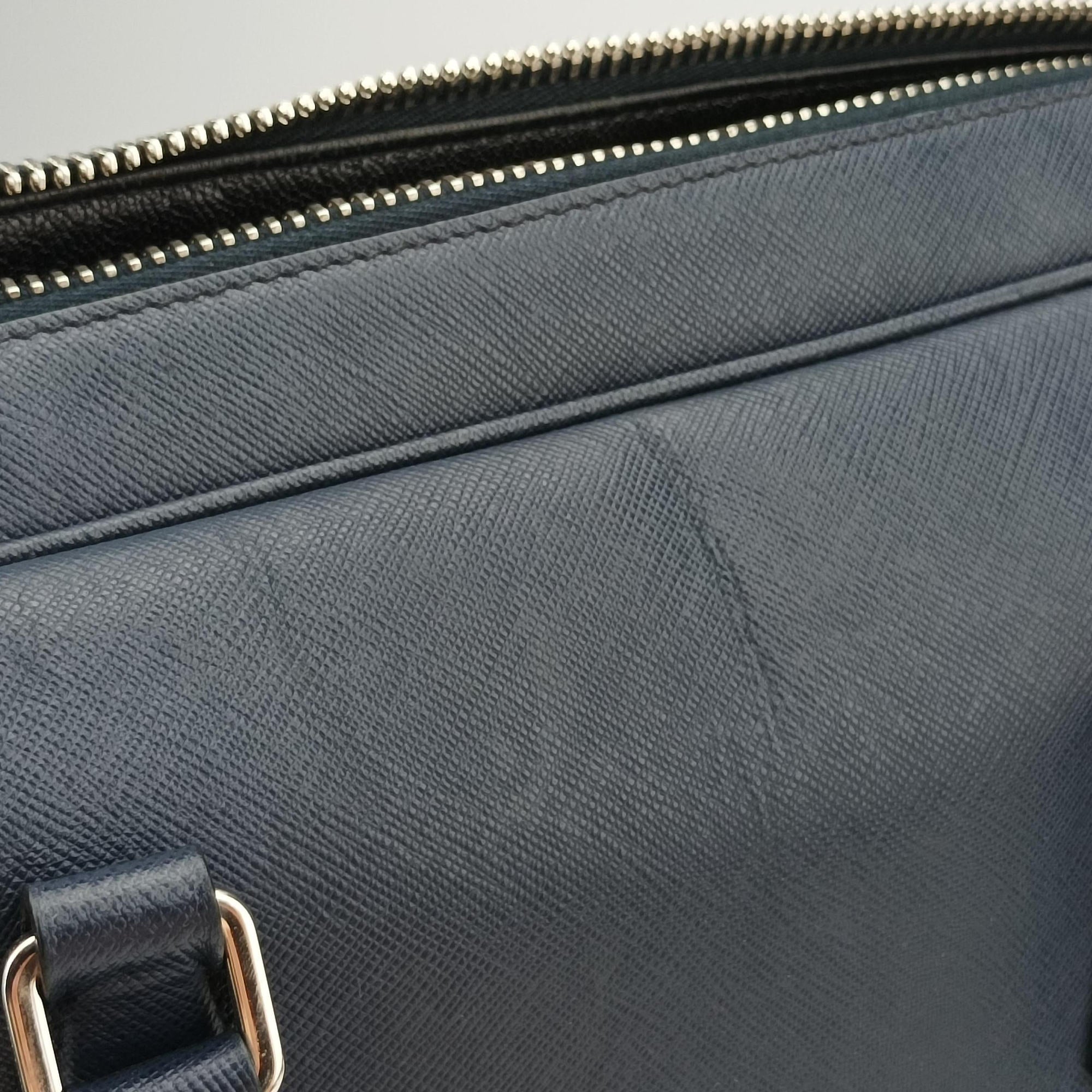 Secondhand Prada business bag briefcase Navy SAFFIANO Leather 2VE363 handbag | stylenewstar