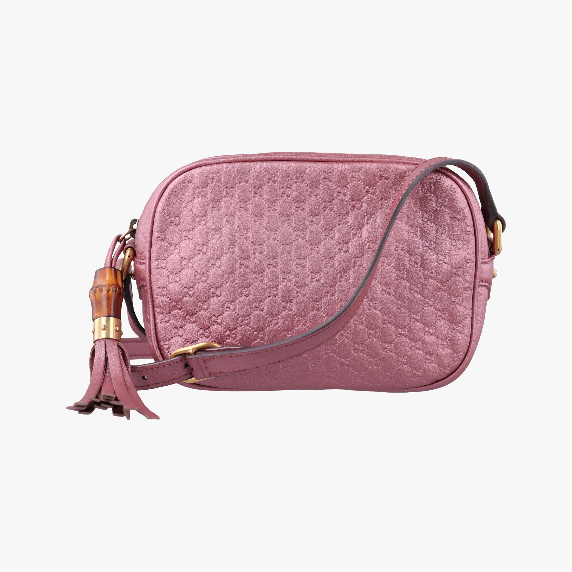 Pre-owned Gucci Microguccissima bamboo camera Pink Leather 309538 shoulderbag | stylenewstar
