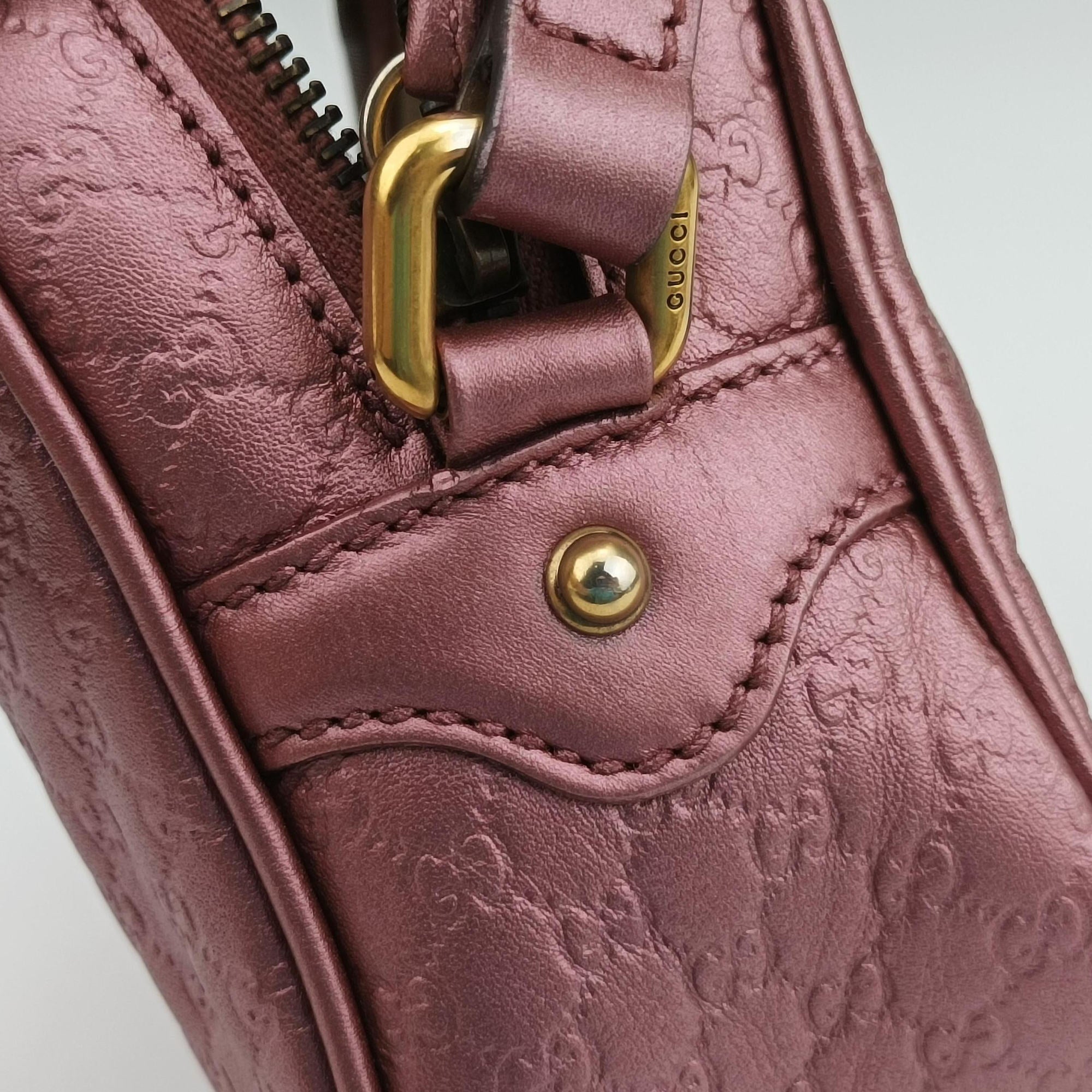 Pre-owned Gucci Microguccissima bamboo camera Pink Leather 309538 shoulderbag | stylenewstar