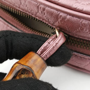 Pre-owned Gucci Microguccissima bamboo camera Pink Leather 309538 shoulderbag | stylenewstar