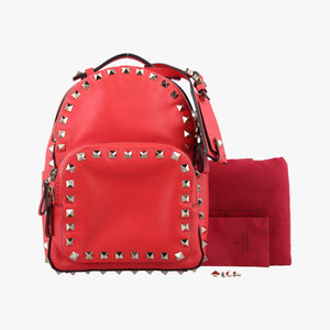 Pre-owned Valentino Rockstud Red Leather  backpack/rucksack | stylenewstar