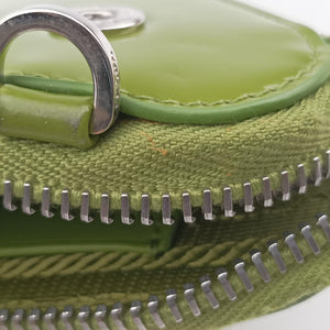 Pre-owned Prada Triangle Logo Plate Green SAFFIANO Leather 1NR015 shoulderbag | stylenewstar