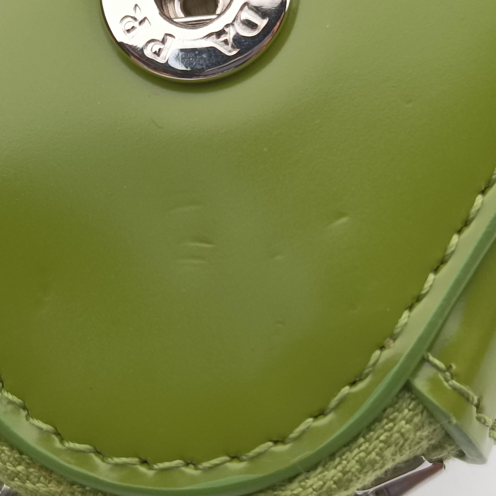 Pre-owned Prada Triangle Logo Plate Green SAFFIANO Leather 1NR015 shoulderbag | stylenewstar