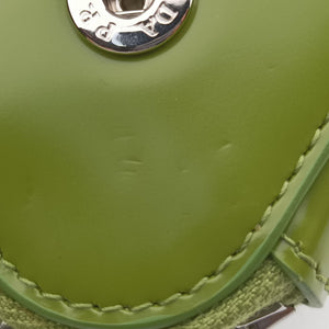 Pre-owned Prada Triangle Logo Plate Green SAFFIANO Leather 1NR015 shoulderbag | stylenewstar