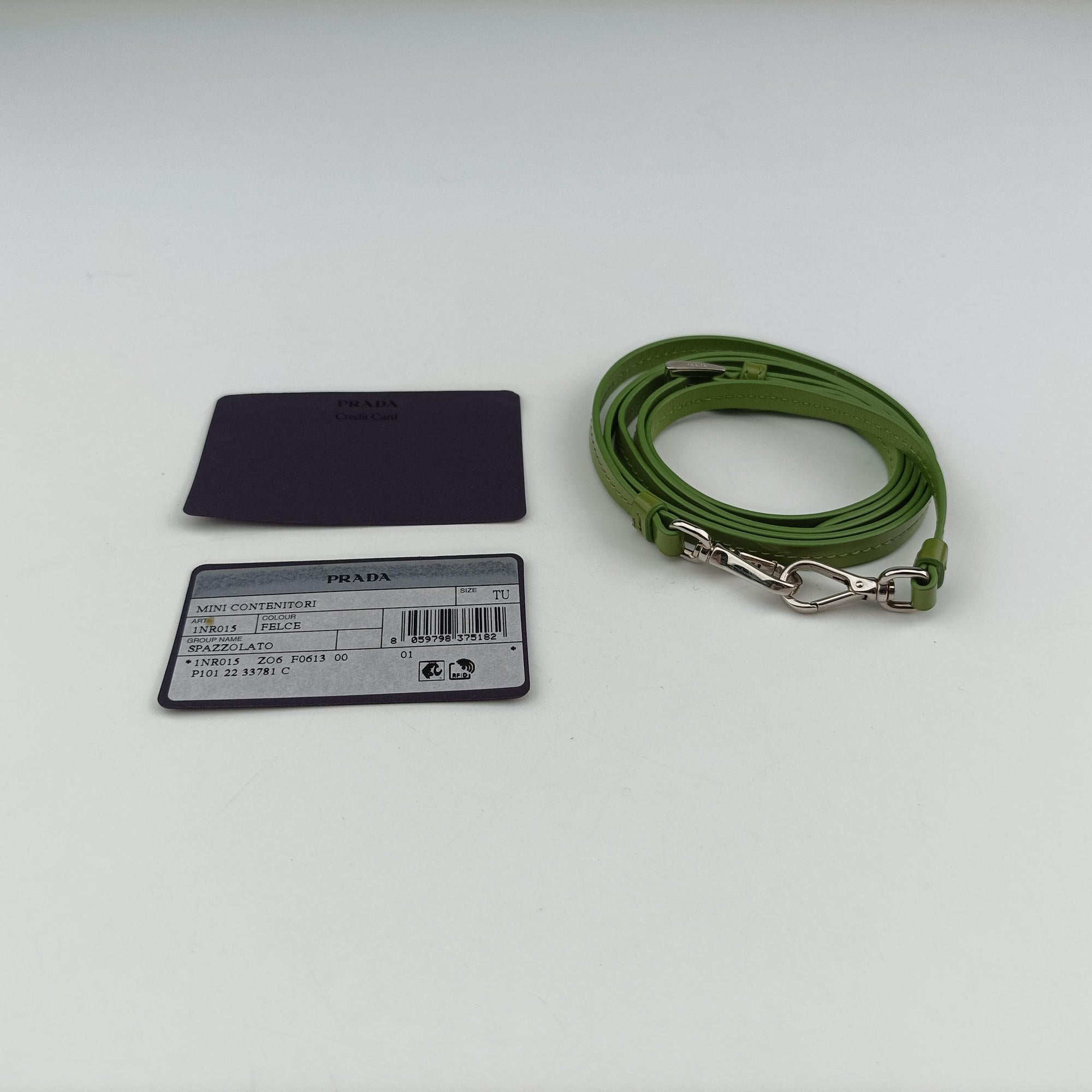 Pre-owned Prada Triangle Logo Plate Green SAFFIANO Leather 1NR015 shoulderbag | stylenewstar
