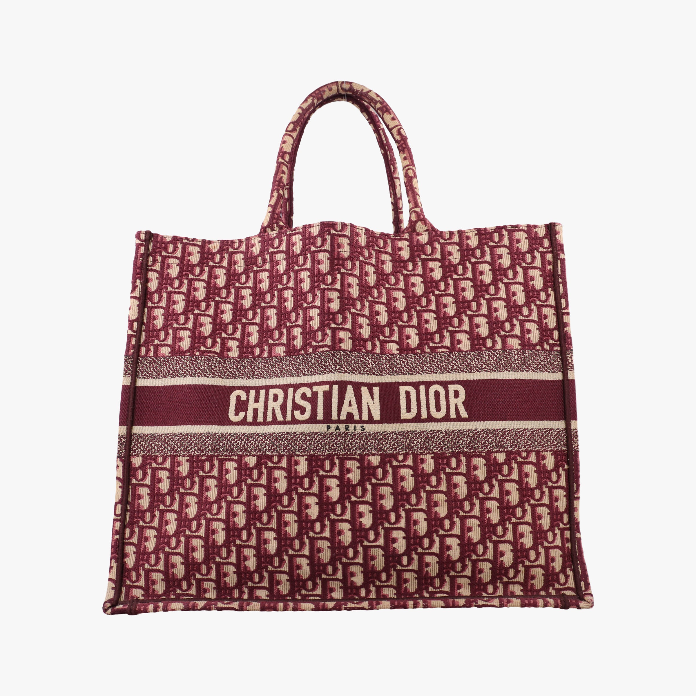 Secondhand Christian Dior Book Tote Red Jacquard  handbag | stylenewstar