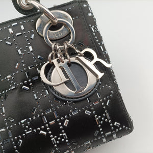 Pre-owned Christian Dior Lady Dior Black Silk  shoulderbag | stylenewstar
