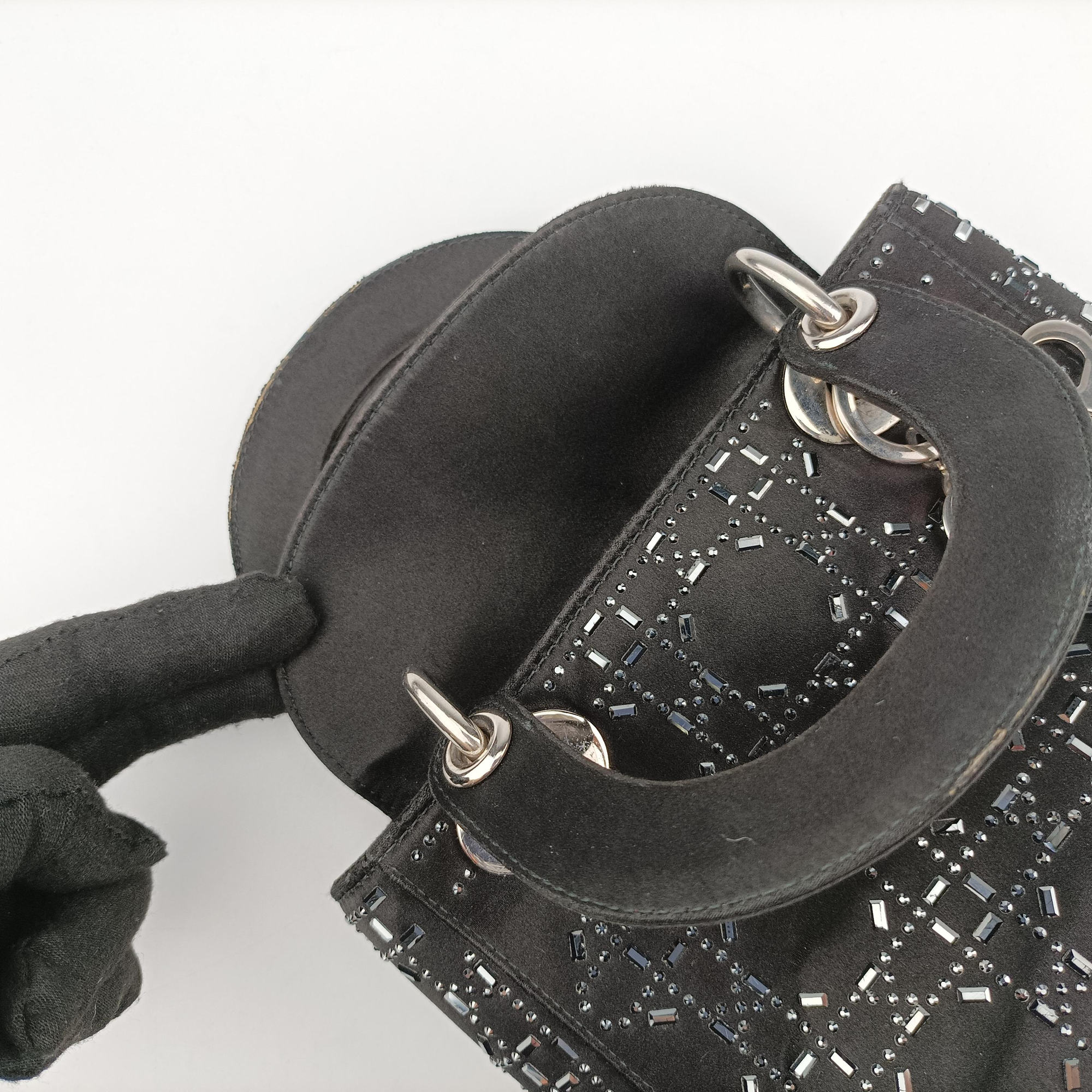 Pre-owned Christian Dior Lady Dior Black Silk  shoulderbag | stylenewstar