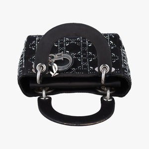 Pre-owned Christian Dior Lady Dior Black Silk  shoulderbag | stylenewstar
