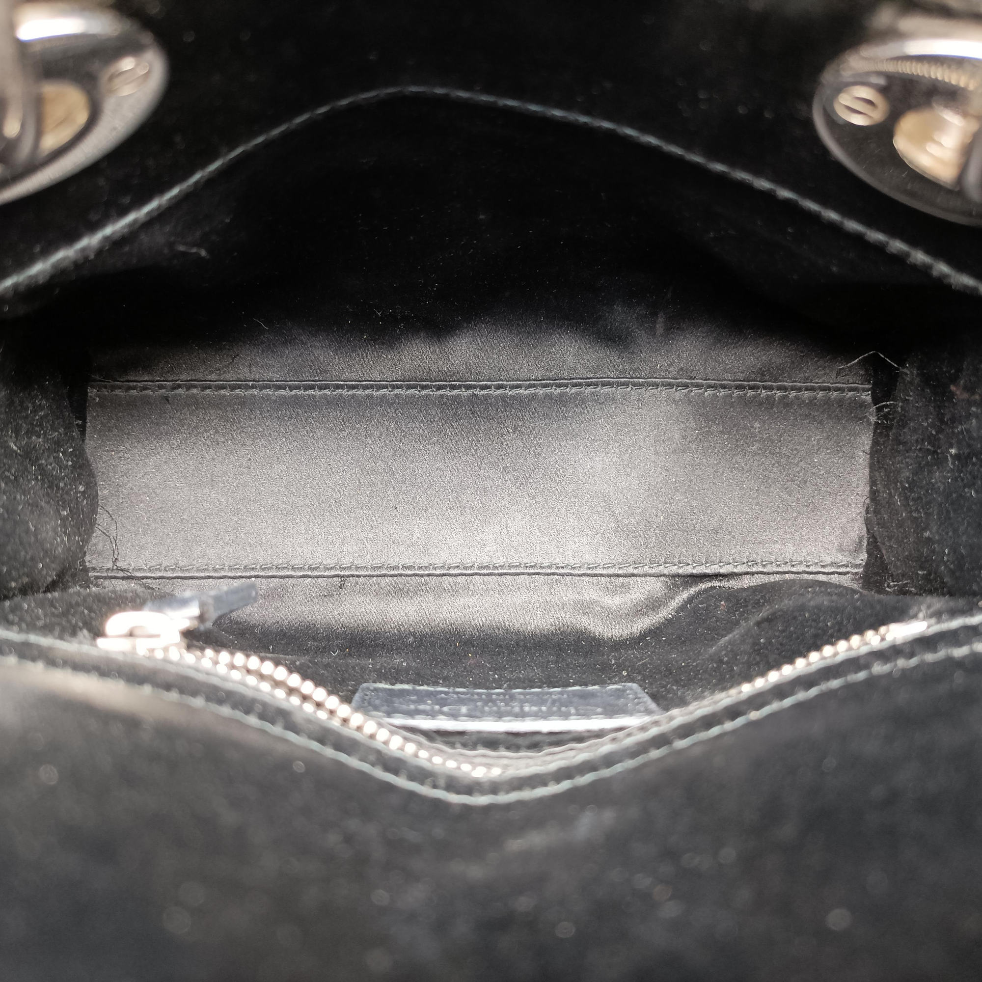 Pre-owned Christian Dior Lady Dior Black Silk  shoulderbag | stylenewstar