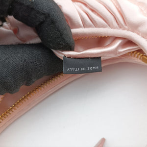 Pre-owned Miu Miu Wander Matelasse hobo Alabaster Pink Satin 5BC125 shoulderbag | stylenewstar
