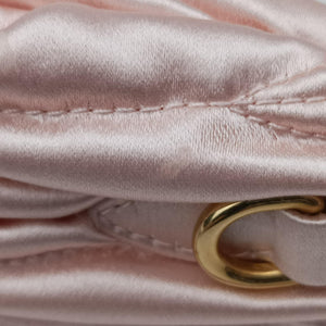 Pre-owned Miu Miu Wander Matelasse hobo Alabaster Pink Satin 5BC125 shoulderbag | stylenewstar