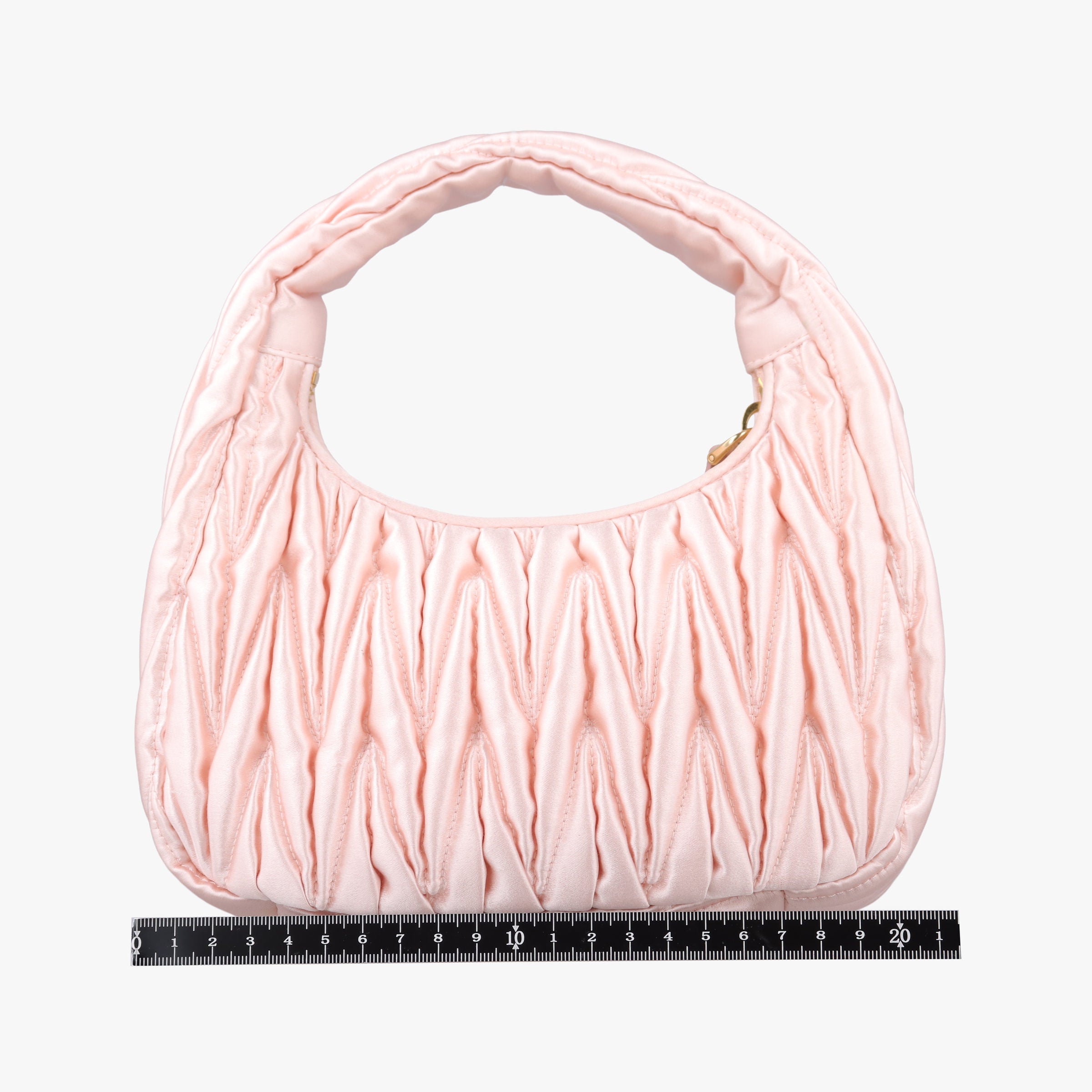 Pre-owned Miu Miu Wander Matelasse hobo Alabaster Pink Satin 5BC125 shoulderbag | stylenewstar