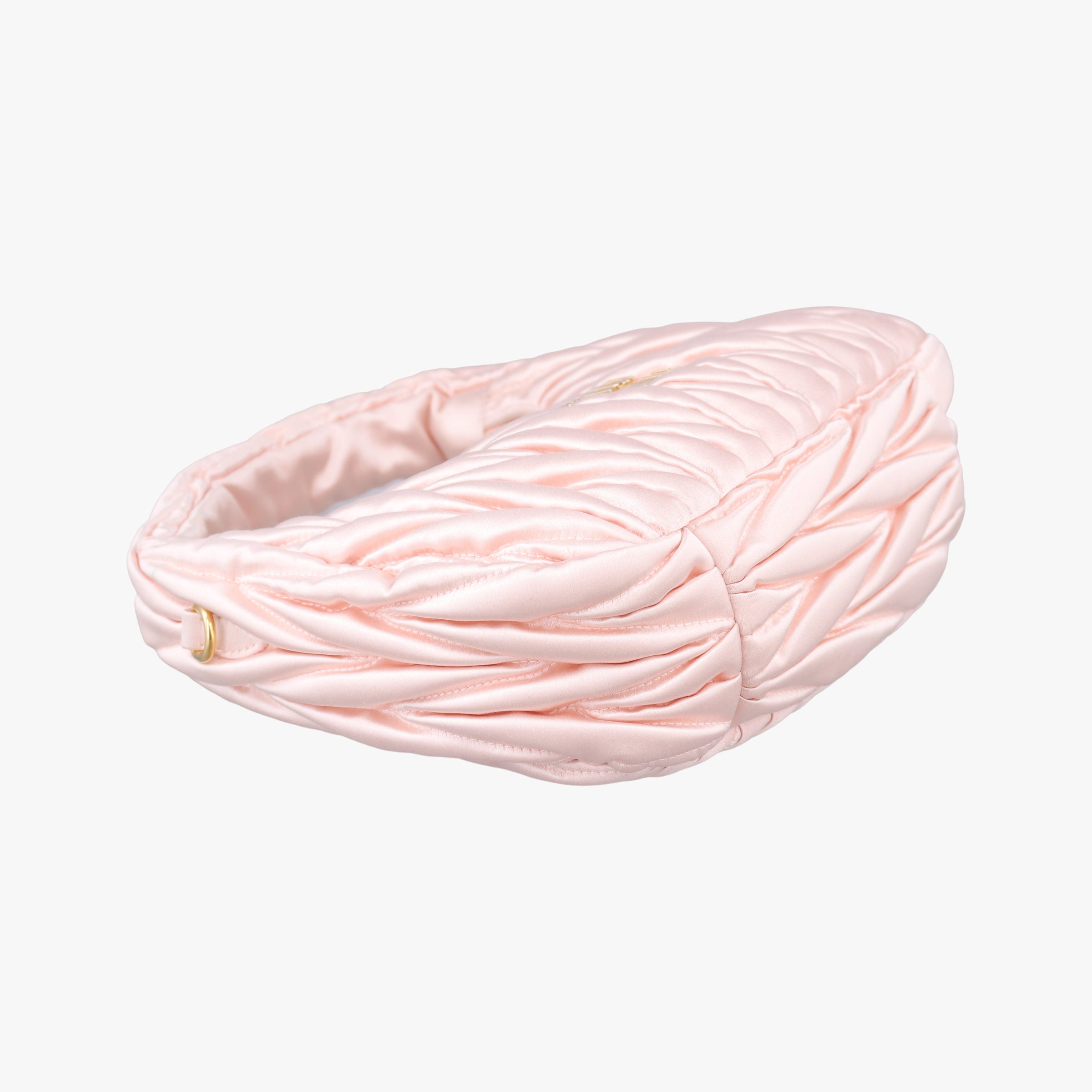 Pre-owned Miu Miu Wander Matelasse hobo Alabaster Pink Satin 5BC125 shoulderbag | stylenewstar