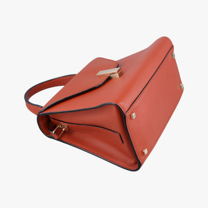 Pre-owned Valextra Iside orange brown Calf Leather  shoulderbag | stylenewstar
