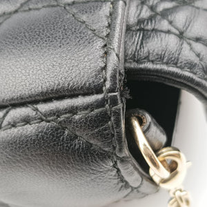 Pre-owned Christian Dior Lady Dior Cannage chain Black lambskin  shoulderbag | stylenewstar