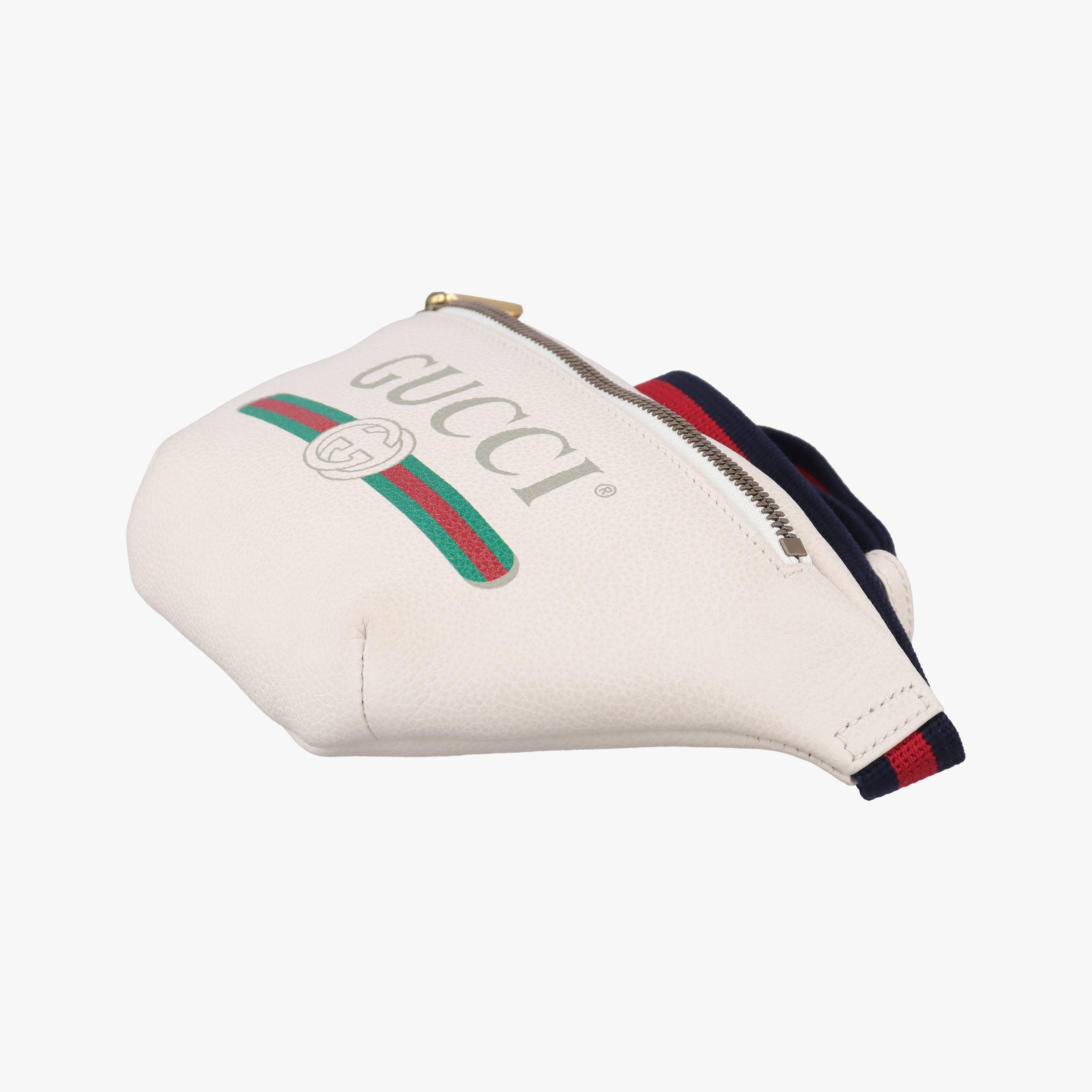 Pre-owned Gucci Gucci Print White Leather 527792 bum bag/waist bag | stylenewstar