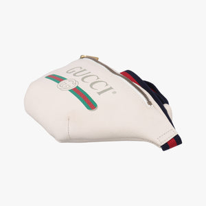 Pre-owned Gucci Gucci Print White Leather 527792 bum bag/waist bag | stylenewstar