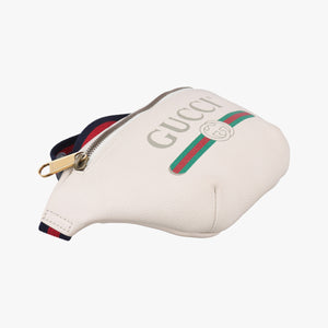 Pre-owned Gucci Gucci Print White Leather 527792 bum bag/waist bag | stylenewstar
